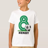 名パーソナライズされた前サッカー少年誕生日 Tシャツ (正面)