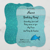 名パーソナライズされた前サメターコイズグリッター 招待状 (正面/裏面)