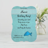 名パーソナライズされた前サメターコイズグリッター 招待状 (スタンド正面)