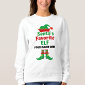 名パーソナライズされた前サンタズのお気に入りの小妖精や小人 スウェットシャツ (正面)
