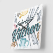 名パーソナライズされた前スタイリッシュグルメ スクエア壁時計 (傾斜)