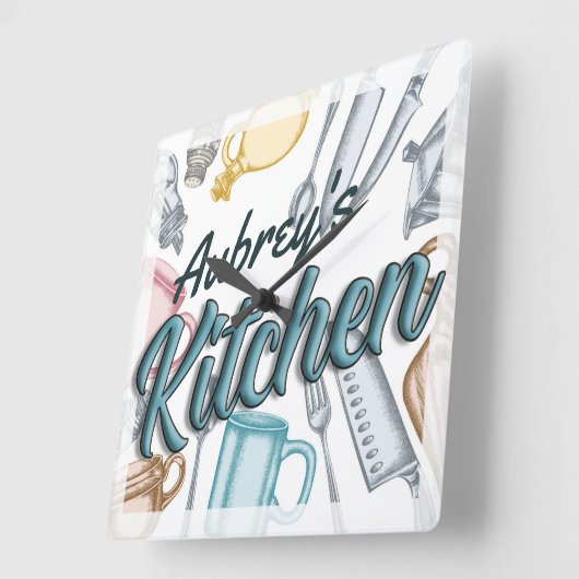 名パーソナライズされた前スタイリッシュグルメ スクエア壁時計 (傾斜)