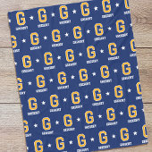 名パーソナライズされた前スターモノグラムの金ゴールド海軍 フリースブランケット