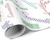 名パーソナライズされた前スモール文字ホリデークリスマス ラッピングペーパー (ロールコーナー)