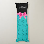 名パーソナライズされた前ターコイズ体操 ボディピロー (裏面 (縦))