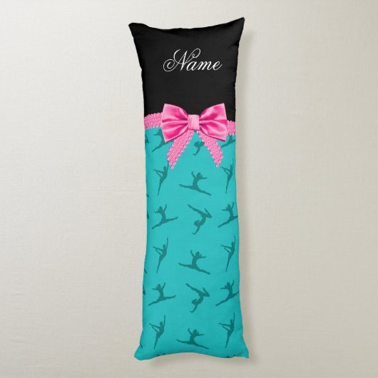 名パーソナライズされた前ターコイズ体操 ボディピロー (裏面 (縦))