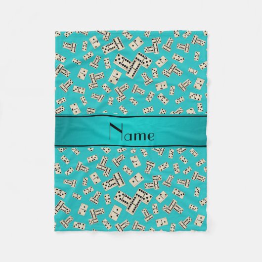名パーソナライズされた前ターコイズ フリースブランケット (正面)