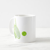 名パーソナライズされた前テニス付きスポーツ コーヒーマグカップ (正面左)