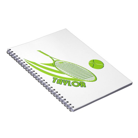 名パーソナライズされた前テニス付きスポーツ ノートブック (右側)