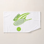 名パーソナライズされた前テニス付きスポーツ ハンドタオル (ハンドタオル)