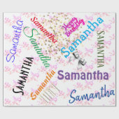 名パーソナライズされた前ハッピーバースデー ラッピングペーパー (フラット)