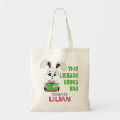 名パーソナライズされた前バニーの読図書室トートバッグ トートバッグ (正面)