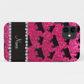 名パーソナライズされた前バラピンクグリッター牛 Case-Mate iPhoneケース (裏面(横))