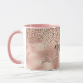 名パーソナライズされた前バラ金ゴールドグリッターMermaid マグカップ (左)