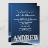 名パーソナライズされた前バー（ユダヤ教の）バル・ミツバー 招待状 (正面/裏面)