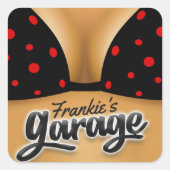 名パーソナライズされた前ビキニBabeガールマンケーブガレージ スクエアシール (正面)