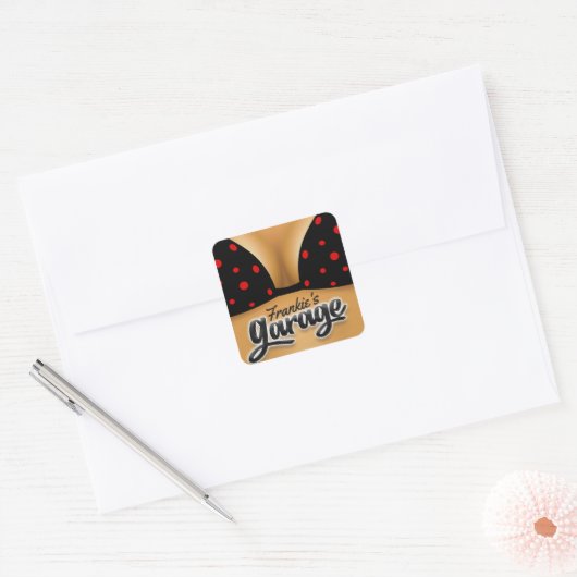 名パーソナライズされた前ビキニBabeガールマンケーブガレージ スクエアシール (封筒)