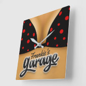 名パーソナライズされた前ビキニBabeガールマンケーブガレージ スクエア壁時計 (傾斜)