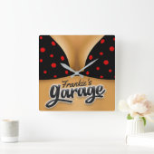 名パーソナライズされた前ビキニBabeガールマンケーブガレージ スクエア壁時計 (ホーム)