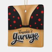 名パーソナライズされた前ビキニBabeガールマンケーブガレージ セラミックオーナメント (左)