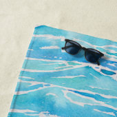 名パーソナライズされた前ビーチ波水色ノベルティ ビーチタオル (インサイチュ)