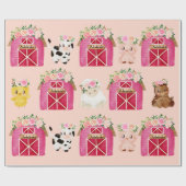 名パーソナライズされた前ピンクファーム/フローラバーンギフトラップ ラッピングペーパー (フラット)