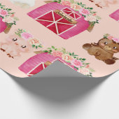 名パーソナライズされた前ピンクファーム/フローラバーンギフトラップ ラッピングペーパー (角)