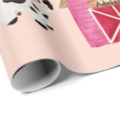 名パーソナライズされた前ピンクファーム/フローラバーンギフトラップ ラッピングペーパー (ロールコーナー)