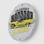 名パーソナライズされた前フェイクネオンクラシック車50のダイナー ラージ壁時計 (傾斜)