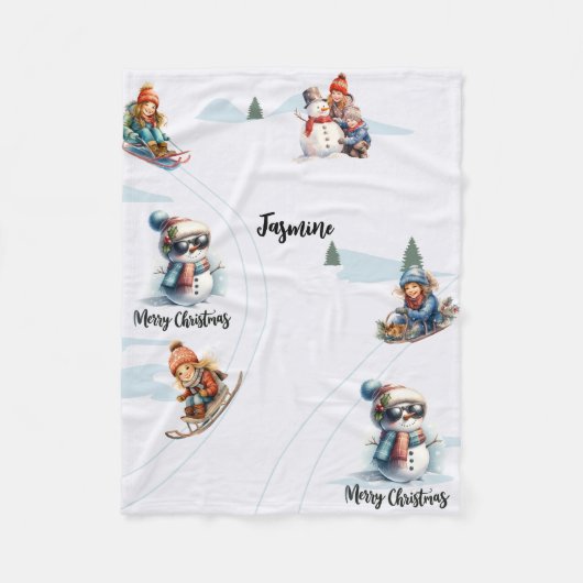 名パーソナライズされた前フリースブランケット フリースブランケット (正面)