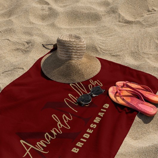 名パーソナライズされた前ブラック金ゴールドモノグラモダンム ビーチタオル