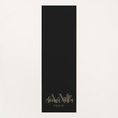 名パーソナライズされた前ブラック金ゴールドモノグラモダンム ヨガマット (正面)