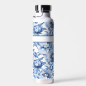 名パーソナライズされた前ブルーフローラトラベルフラワーシック ウォーターボトル (右面)