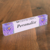 名パーソナライズされた前プレート(Clock Option付き) - Peony デスクネームプレート (側面)