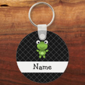 名パーソナライズされた前ベビーカエル黒十字架 キーホルダー (正面)
