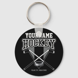 名パーソナライズされた前ホッケープレイヤースティックパックチーム キーホルダー