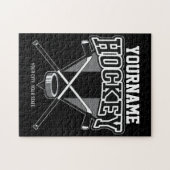 名パーソナライズされた前ホッケープレイヤースティックパックチーム ジグソーパズル (横)