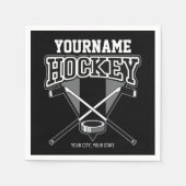 名パーソナライズされた前ホッケープレイヤースティックパックチーム スタンダードカクテルナプキン (正面)