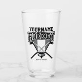 名パーソナライズされた前ホッケープレイヤースティックパックチーム タンブラーグラス (正面)