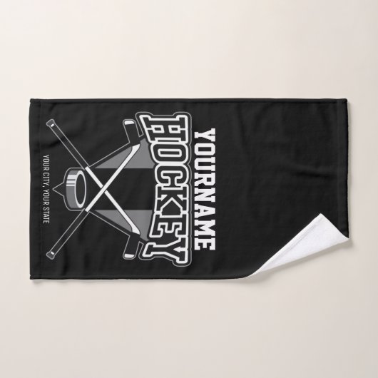 名パーソナライズされた前ホッケープレイヤースティックパックチーム バスタオルセット (ハンドタオル)