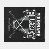 名パーソナライズされた前ホッケープレイヤースティックパックチーム フリースブランケット (正面(横))