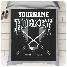 名パーソナライズされた前ホッケープレイヤースティックパックチーム フリースブランケット