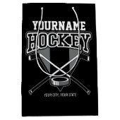 名パーソナライズされた前ホッケープレイヤースティックパックチーム ミディアムペーパーバッグ (正面)