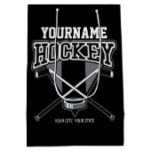 名パーソナライズされた前ホッケープレイヤースティックパックチーム ミディアムペーパーバッグ (裏面)