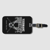 名パーソナライズされた前ホッケープレイヤースティックパックチーム ラゲッジタグ (正面横)