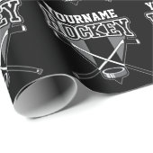 名パーソナライズされた前ホッケープレイヤースティックパックチーム ラッピングペーパー (ロールコーナー)