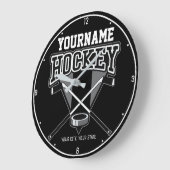 名パーソナライズされた前ホッケープレイヤースティックパックチーム ラージ壁時計 (傾斜)