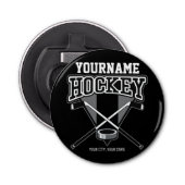 名パーソナライズされた前ホッケープレイヤースティックパックチーム 栓抜き (正面)