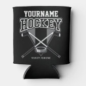 名パーソナライズされた前ホッケープレイヤースティックパックチーム 缶クーラー (正面)