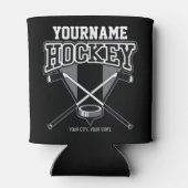 名パーソナライズされた前ホッケープレイヤースティックパックチーム 缶クーラー (裏面)